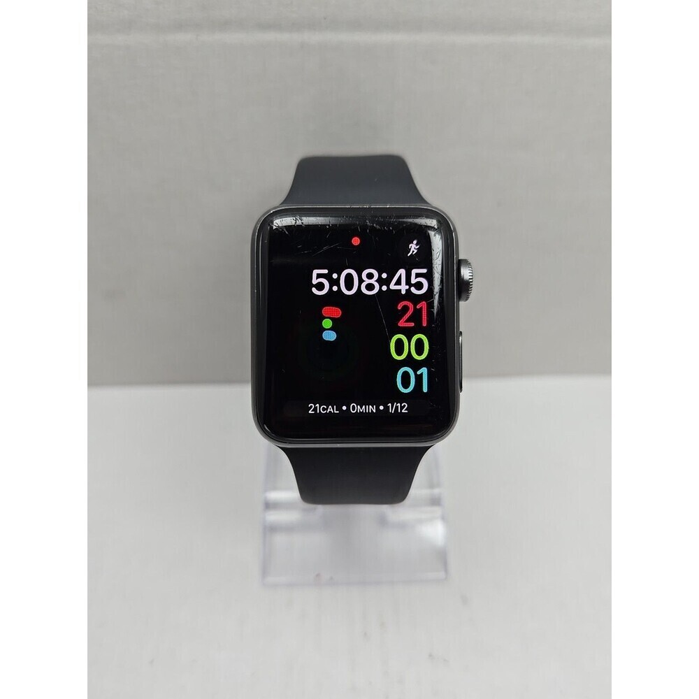 Apple Watch Series 3 42mm GPS Space Gray Aluminum Black Sport Band A1859 MTF32LL